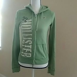 Hollister green jacket with hoodie